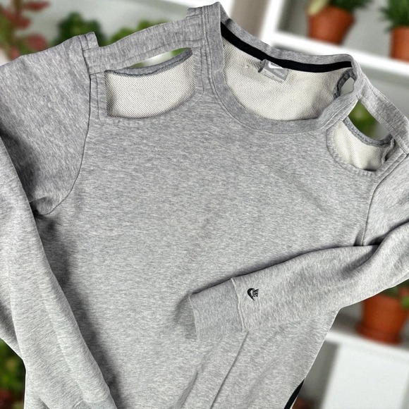 Nike Tops - Nike Sweatshirt Women M Sportswear Gray Cold Shoulder Run Gym Lounge